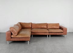 1980s Gelderland-Style Cognac Leather Four-Piece Sectional Sofa