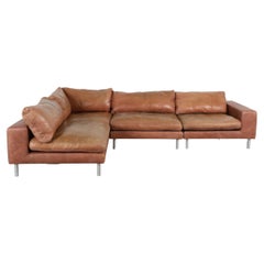 1980s Gelderland-Style Cognac Leather Four-Piece Sectional Sofa