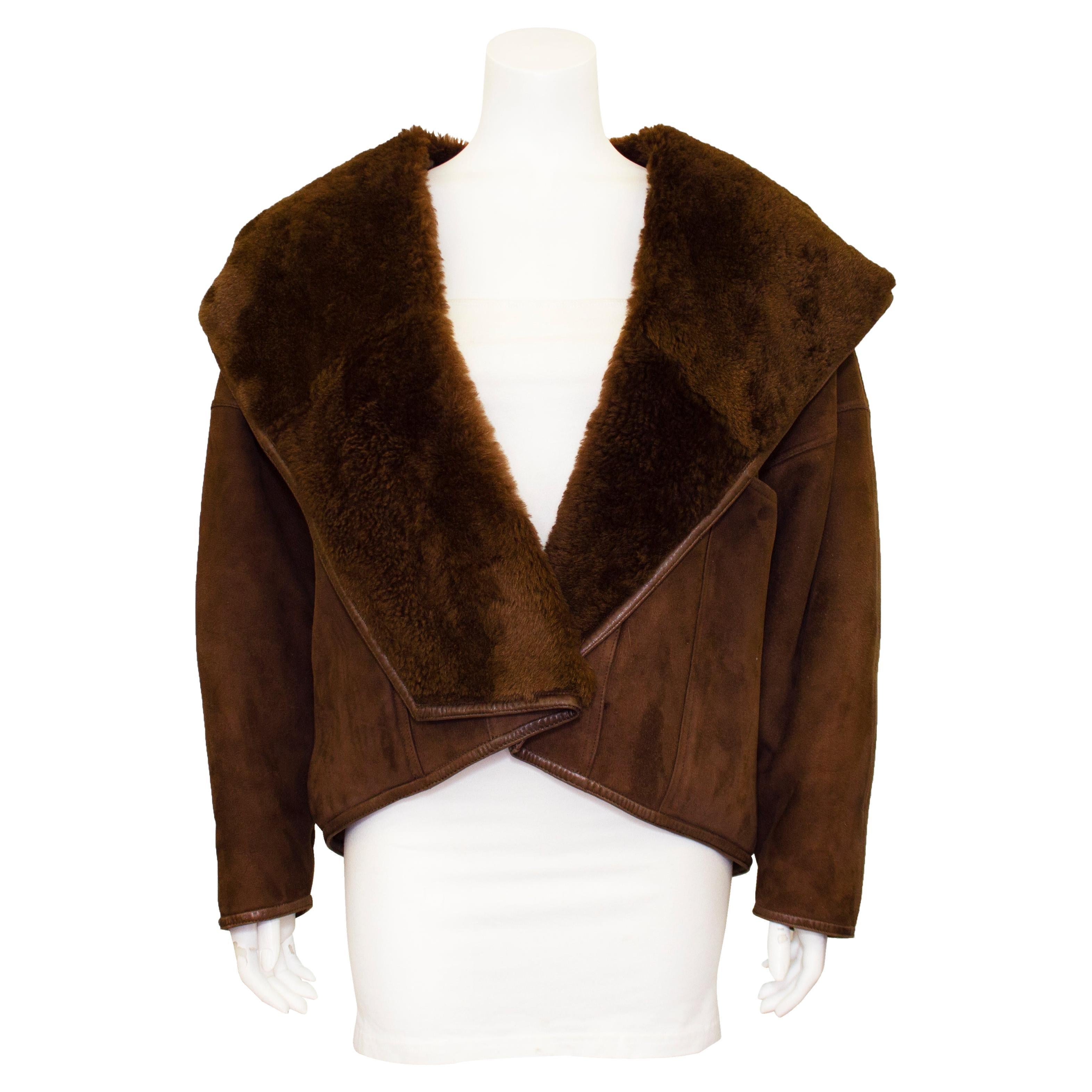 1980s Genny Brown Suede Bomber Jacket For Sale