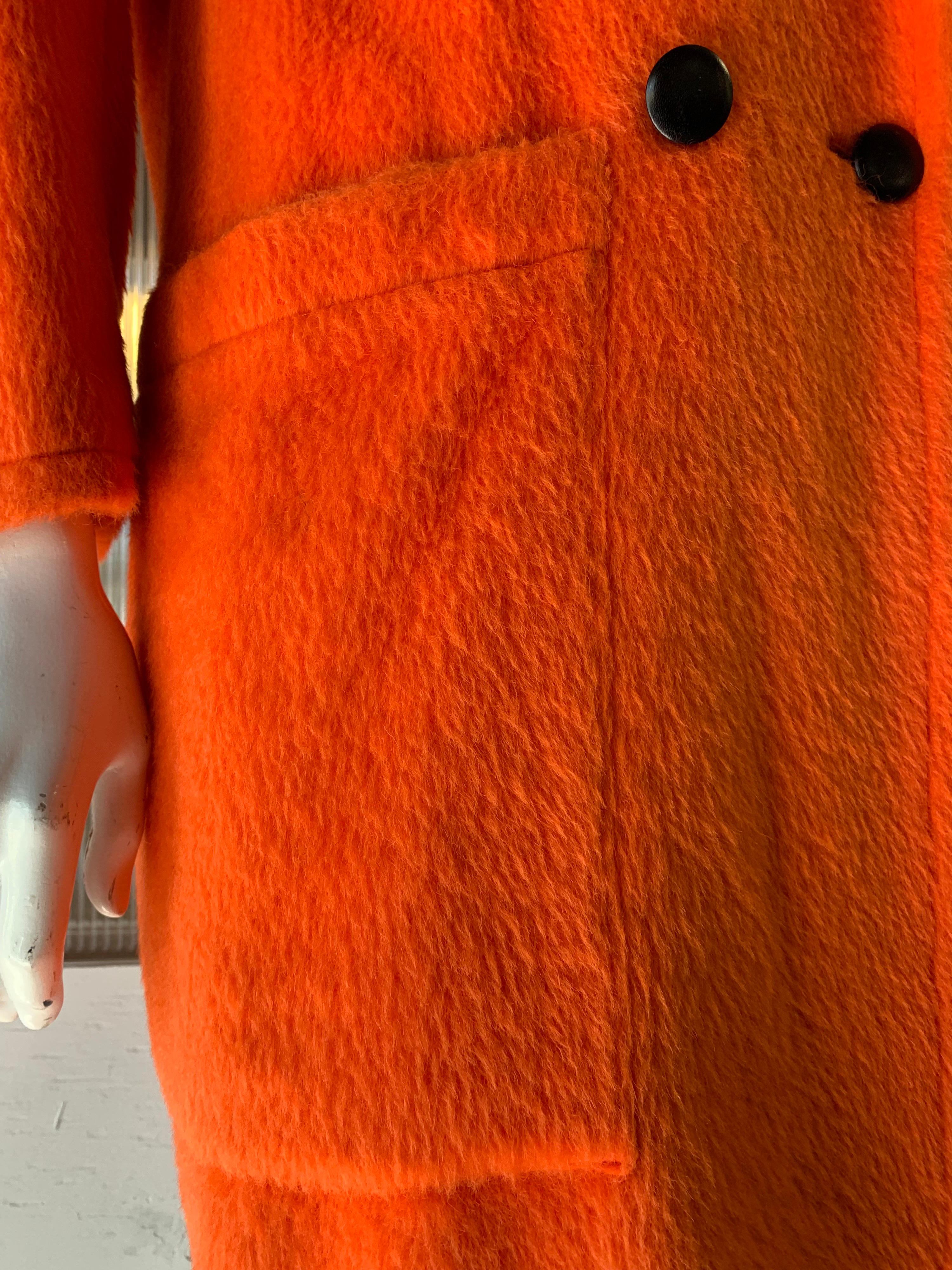 1980s Genny by Gianni Versace Vivid Orange Wool Overcoat W/ Strong Shoulders 1