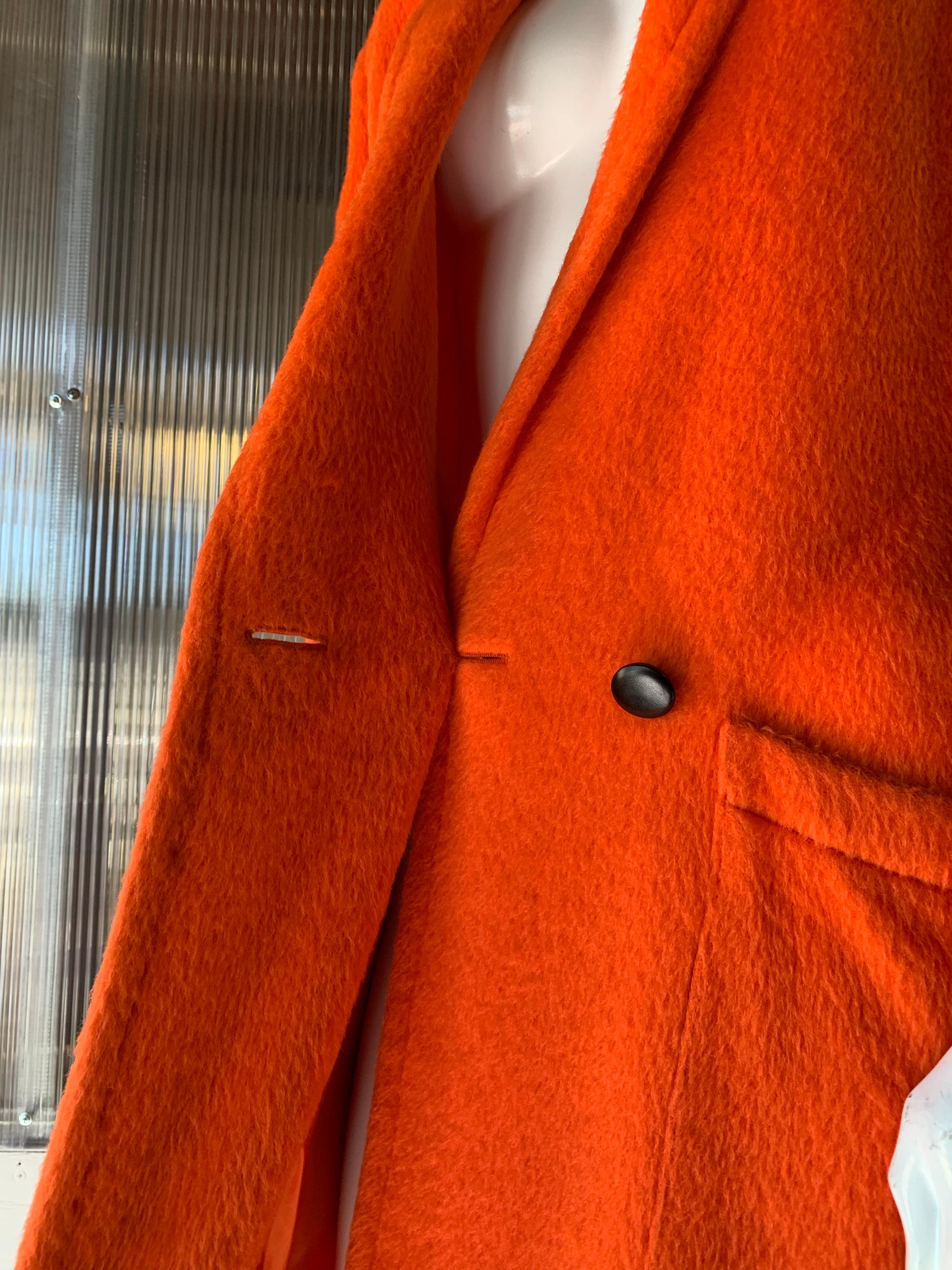 1980s Genny by Gianni Versace Vivid Orange Wool Overcoat W/ Strong Shoulders 4