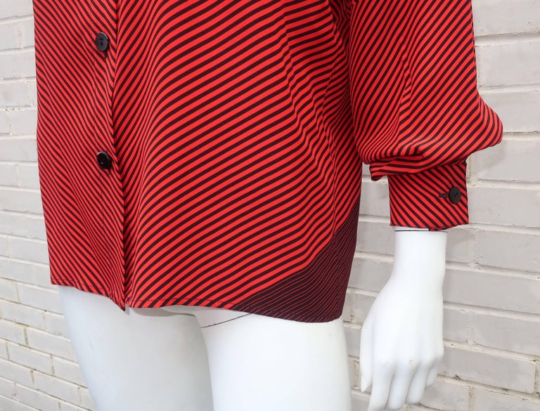 1980’s Genny Silk Red and Black Op Art Blouse at 1stDibs | genny red eye