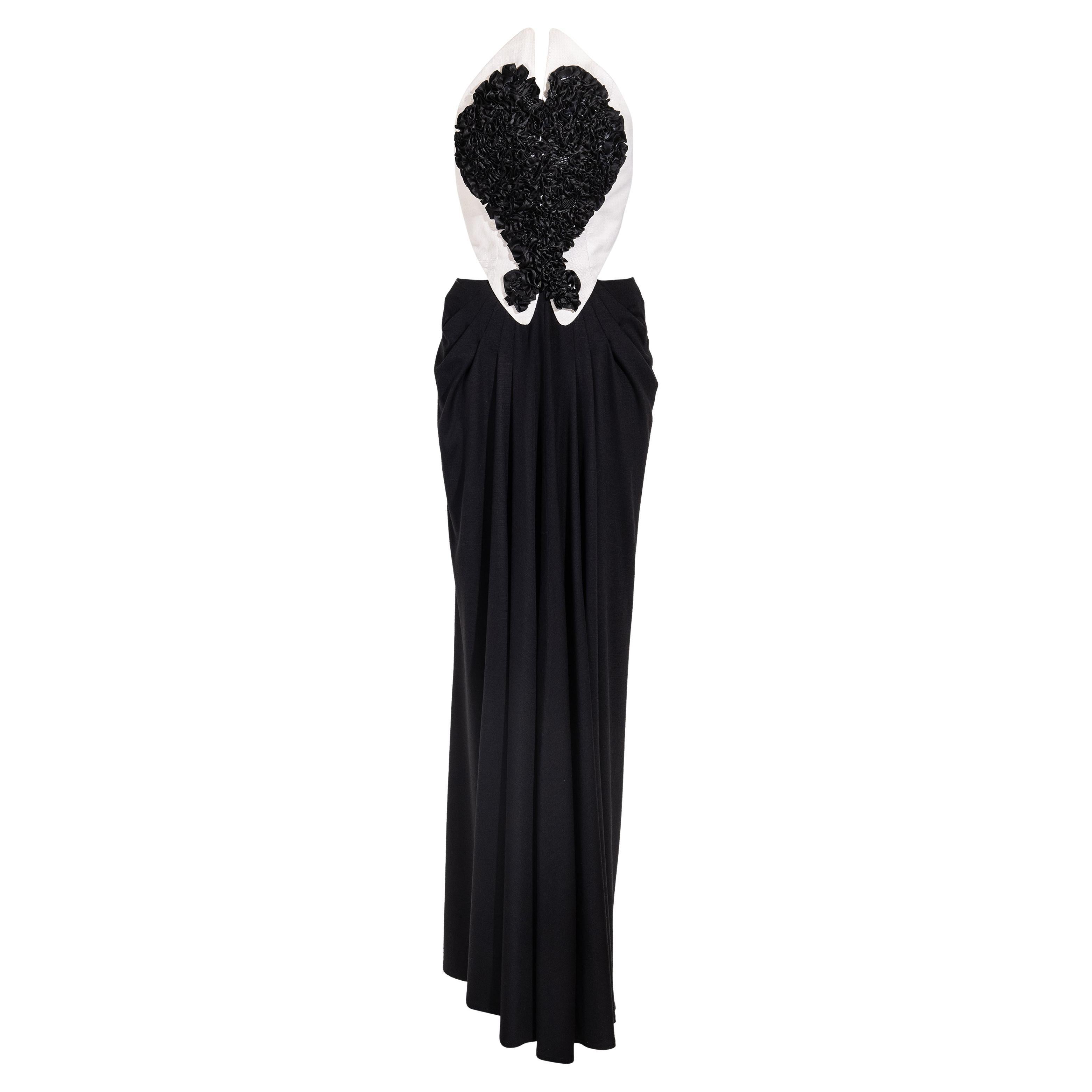 1980's Geoffrey Beene Black and White Heart Gown
