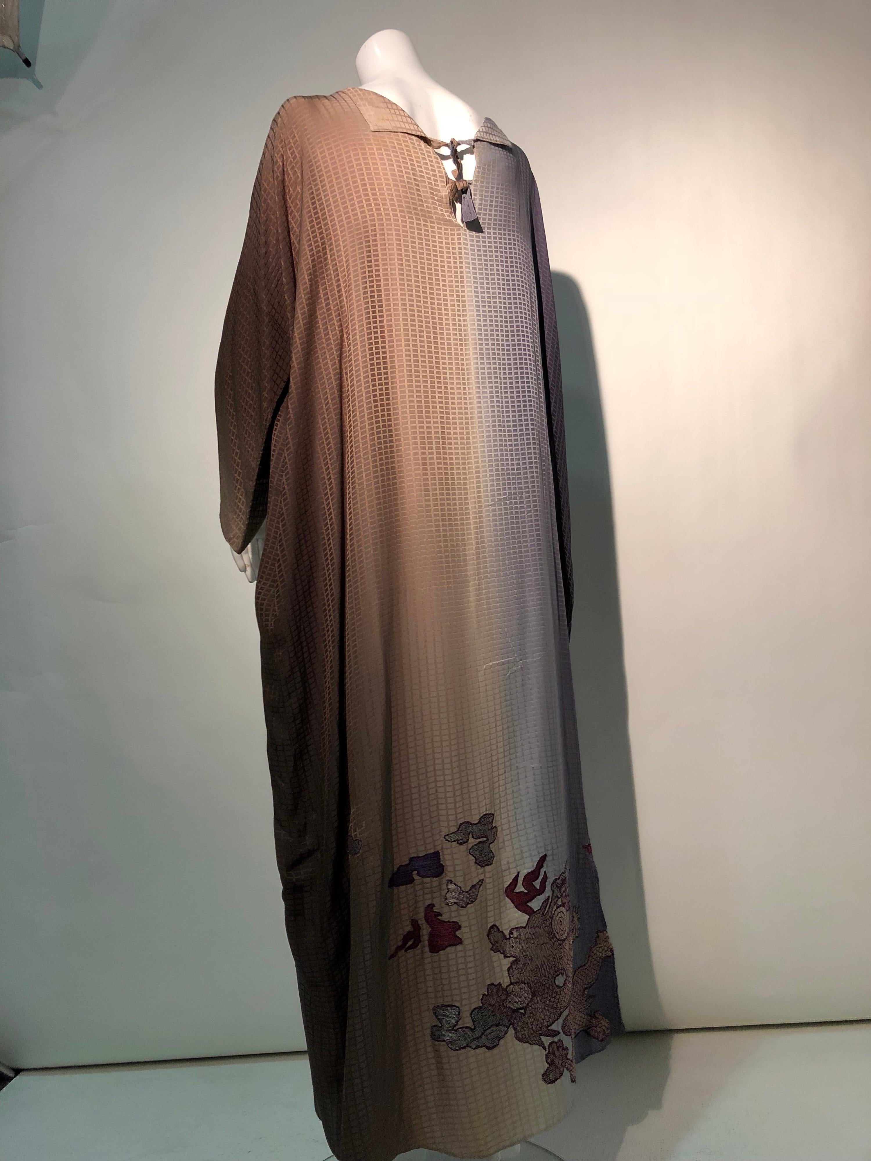 1980s Geoffrey Beene Gray & Sienna Ombré Caftan Embellished By Torso Creations In Excellent Condition In Gresham, OR