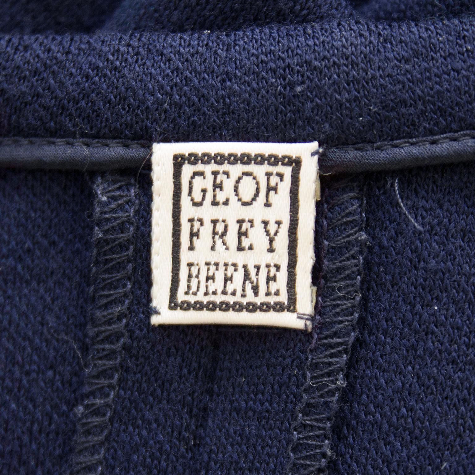 1980s Geoffrey Beene Navy Wool Jersey Jumpsuit 1