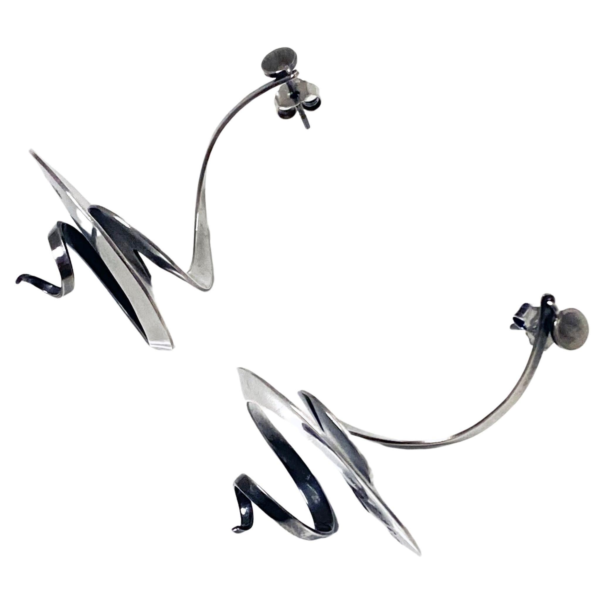 Georg Jensen Vivianna Torun, grandes boucles d'oreilles en argent sterling des années 1980 n° 369 Pour femmes en vente