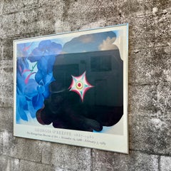 1980's Georgia O'Keeffe "Black Hollyhock Blue Larkspur" Framed Exhibition Poster