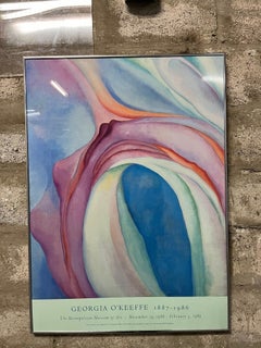1980's Georgia O'Keeffe "Music, Pink And Blue No. 2" Original Exhibition Poster