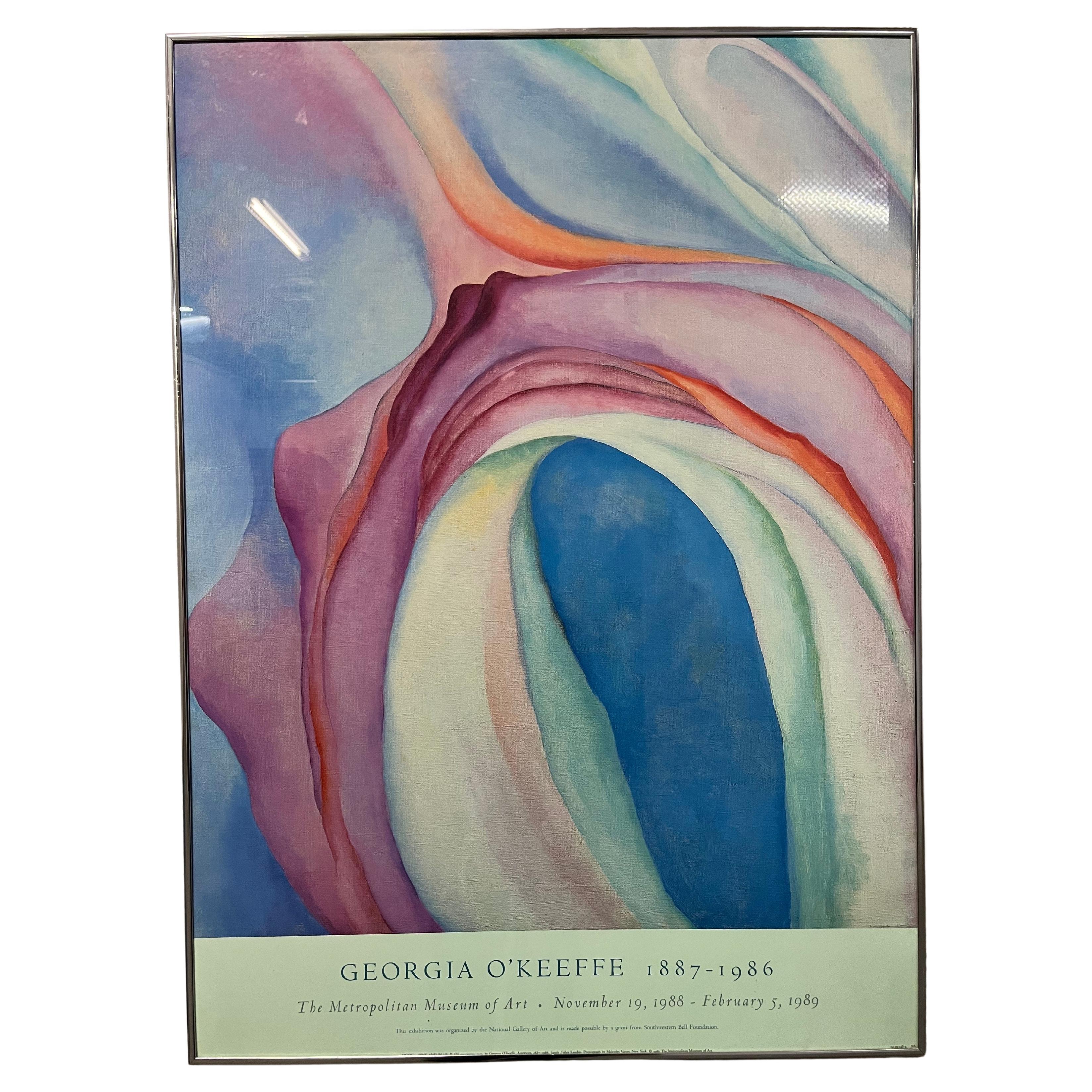1980's Georgia O'Keeffe "Music, Pink And Blue No. 2" Original Exhibition Poster For Sale