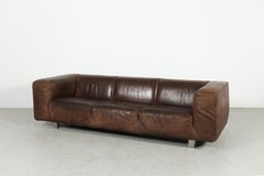 1980s Gerard van den Berg 'Bommel' Brown Leather Sofa for Label
