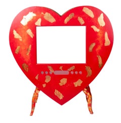 1980s German Abstract Design Heart Shaped Iron TV Cabinet