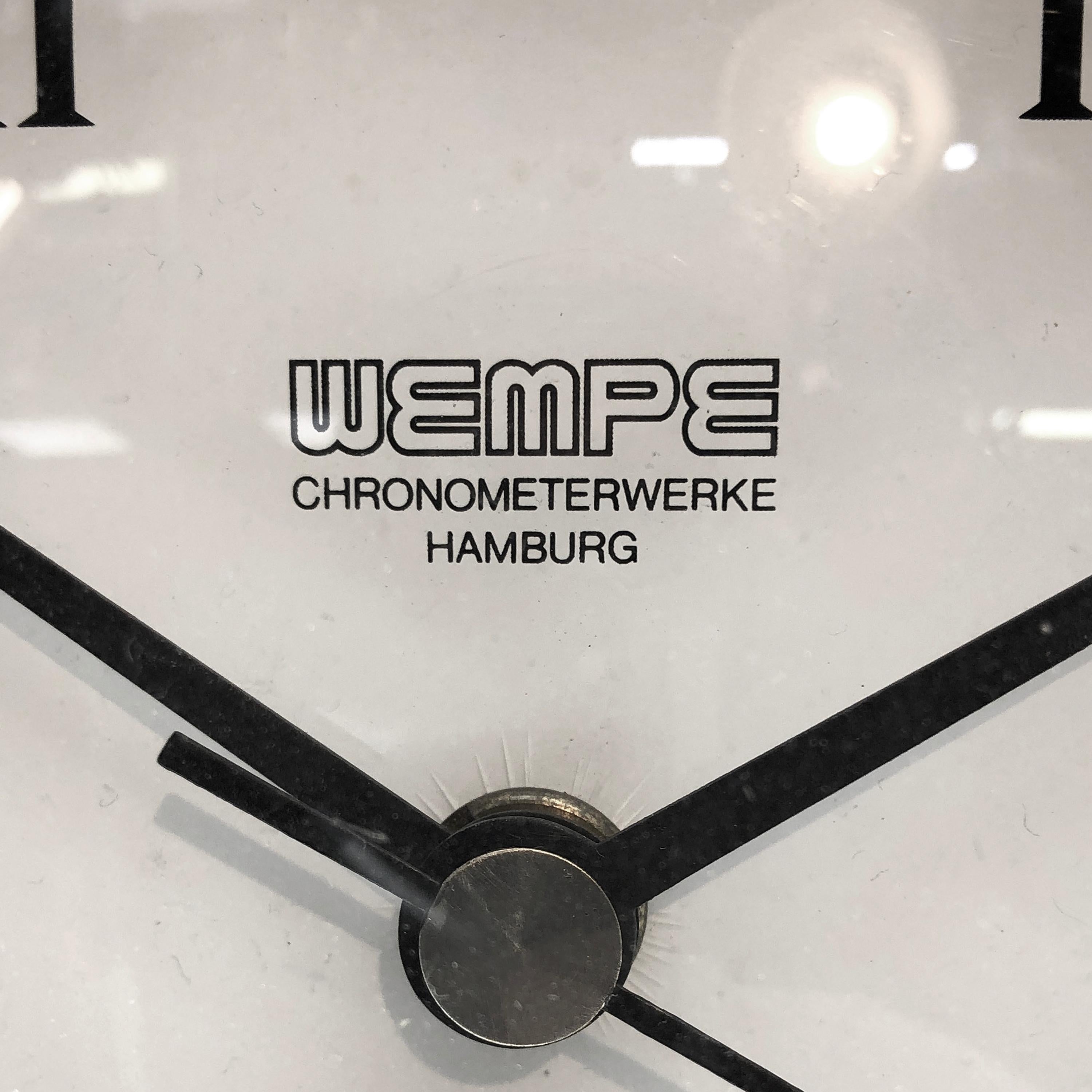 Late 20th Century 1980s German Chrome Circular Chronometer Quartz Wall Clock by Wempe