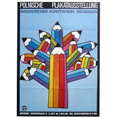 1980s German Polish Poster Exhibition Poster Pencil Pop Art Design