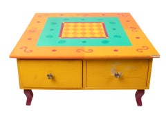 1980s German Yellow Coffee Table with Drawers