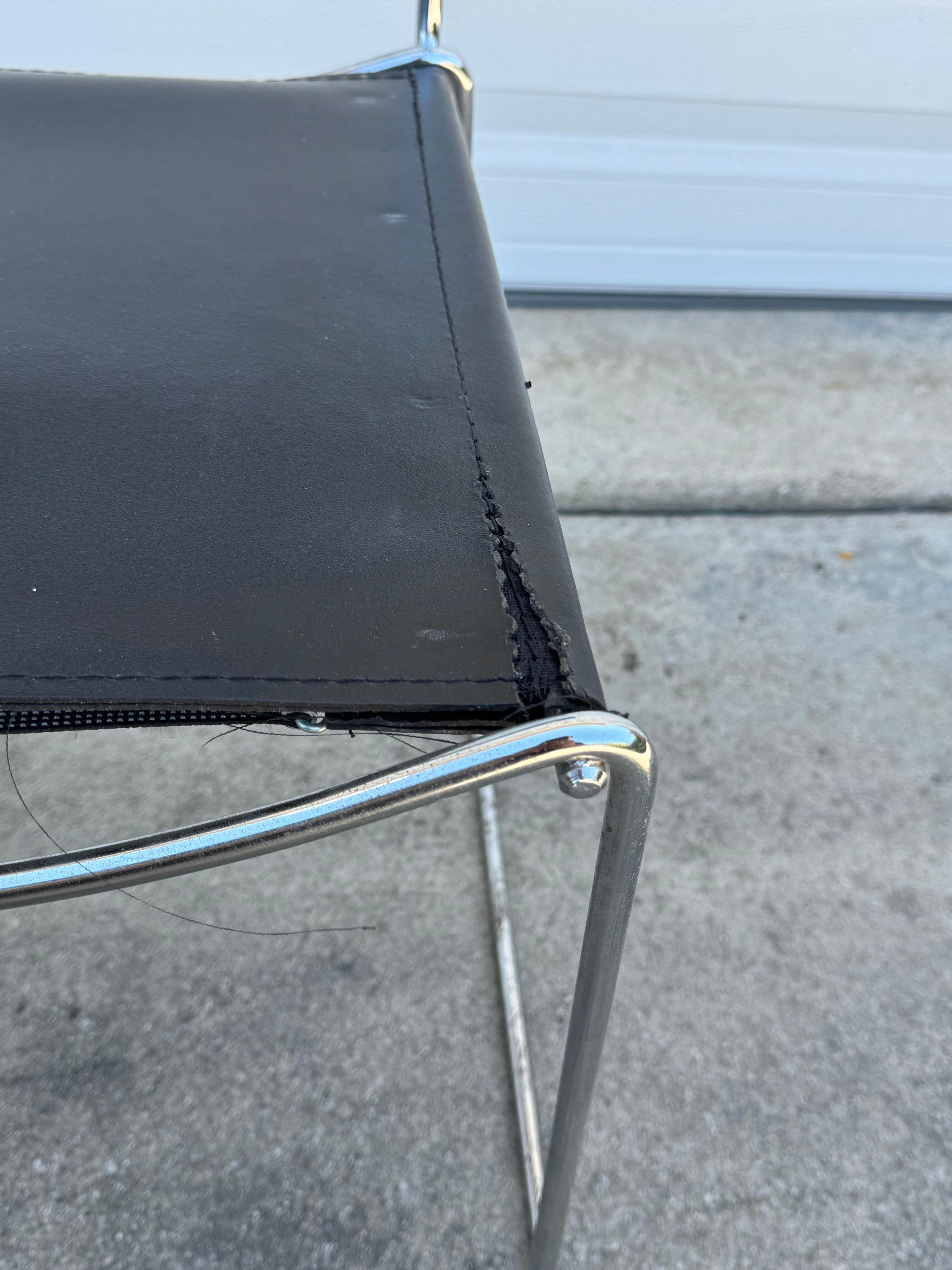 1980's Giandomenico Belotti Black Leather Dining Chairs, A Pair - Made in Italy For Sale 13