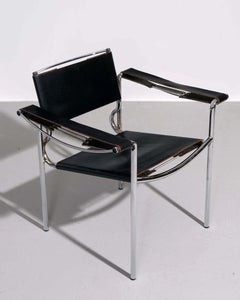1980s Giandomenico Belotti 'Spaghetti' Armchair in Hide Leather and Chrome