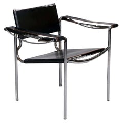 Sillón "Spaghetti" Giandomenico Belotti de los años 80, cuero y cromo