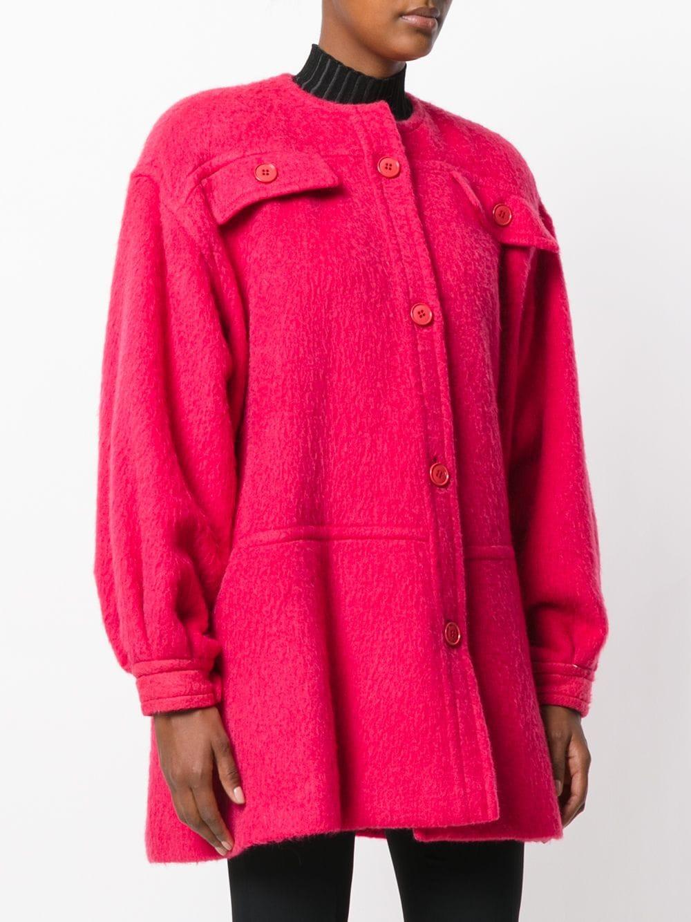 Red 1980s Gianfranco Ferré Magenta Wool and Mohair Coat