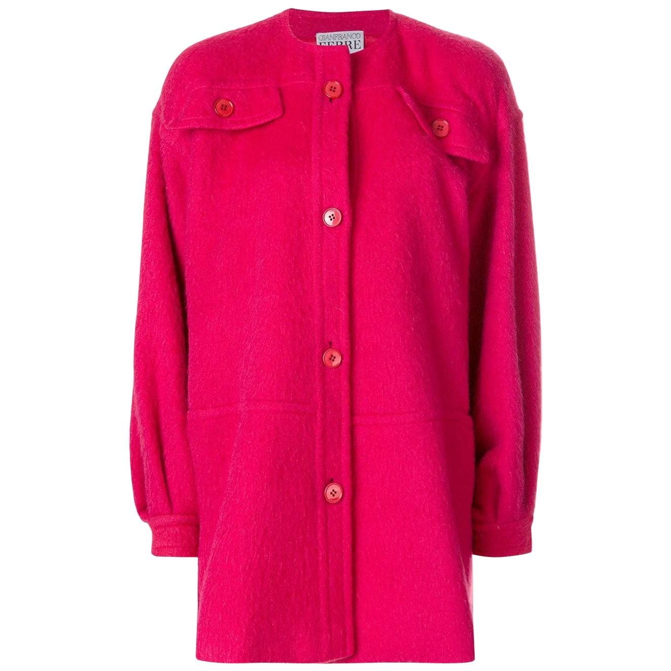 1980s Gianfranco Ferré Magenta Wool and Mohair Coat