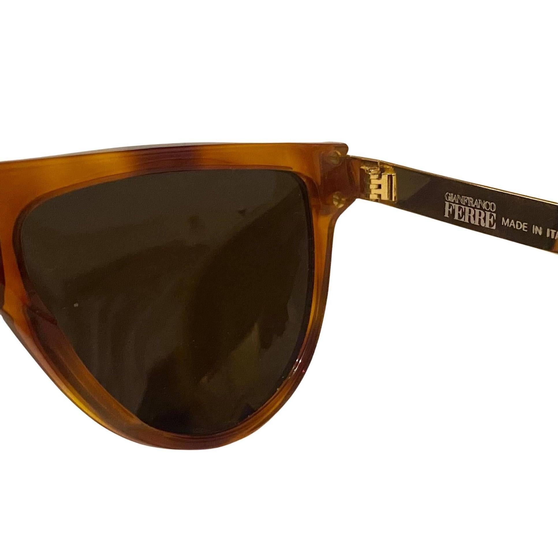 Brown 1980S Gianfranco Ferre Tortoise Frame Sunglasses For Sale