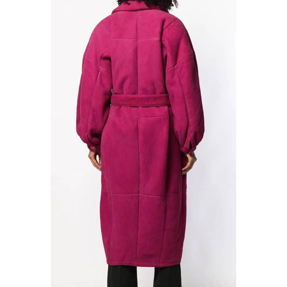 Women's or Men's 1980s Gianfranco Ferré Vintage Pink Sheepskin Coat For Sale