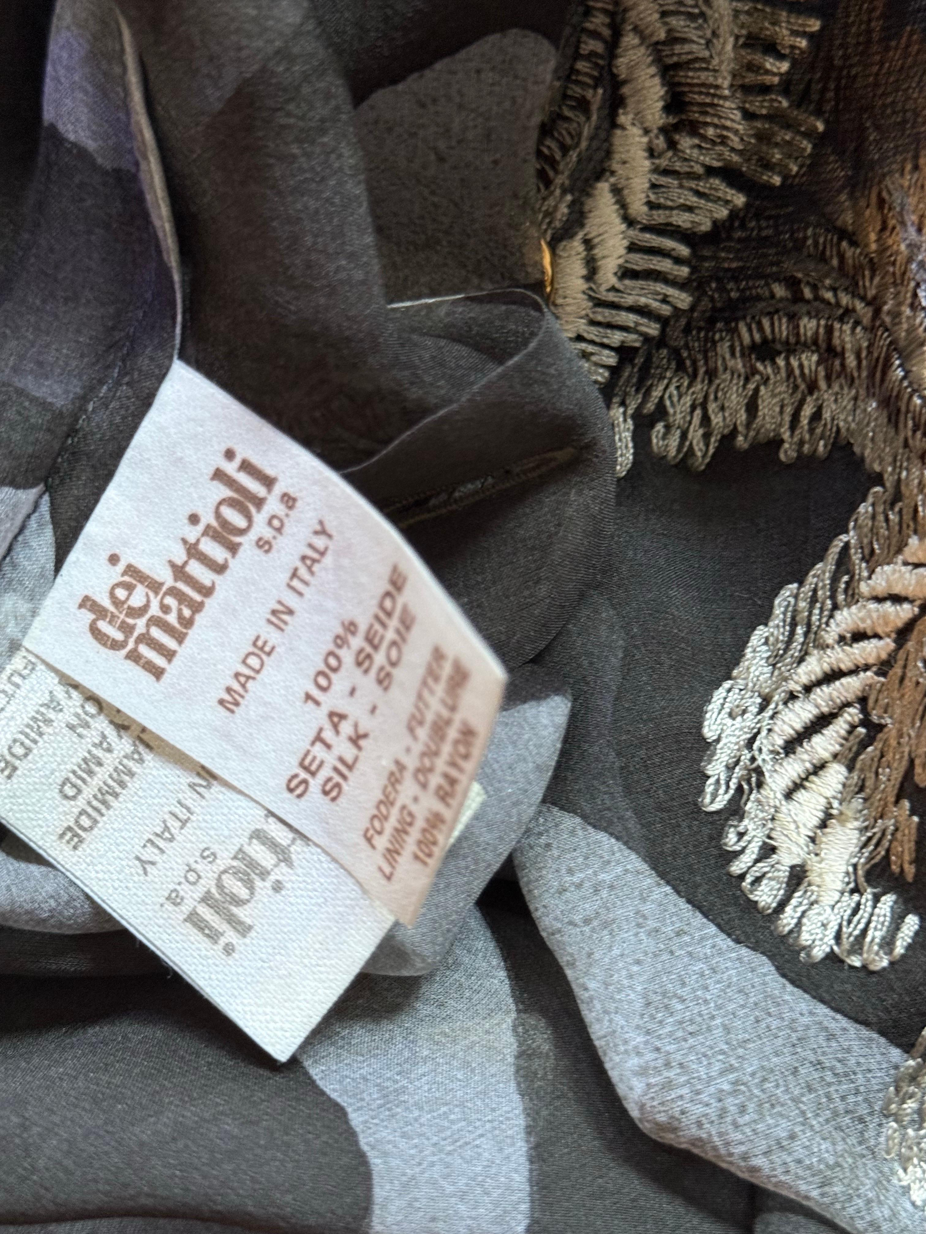 Gianfranco Ferré, chemisier en mousseline de soie à rayures zébrées avec empiècement en filet brodé, années 1980 en vente 12