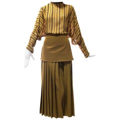 1980s Gianni Versace 2-Piece Ensemble of Palazzo Pants & Dolman Striped Blouse