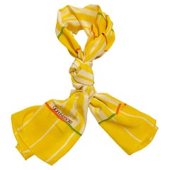 1980s Gianni Versace Abstract Print Yellow Silk Long Scarf