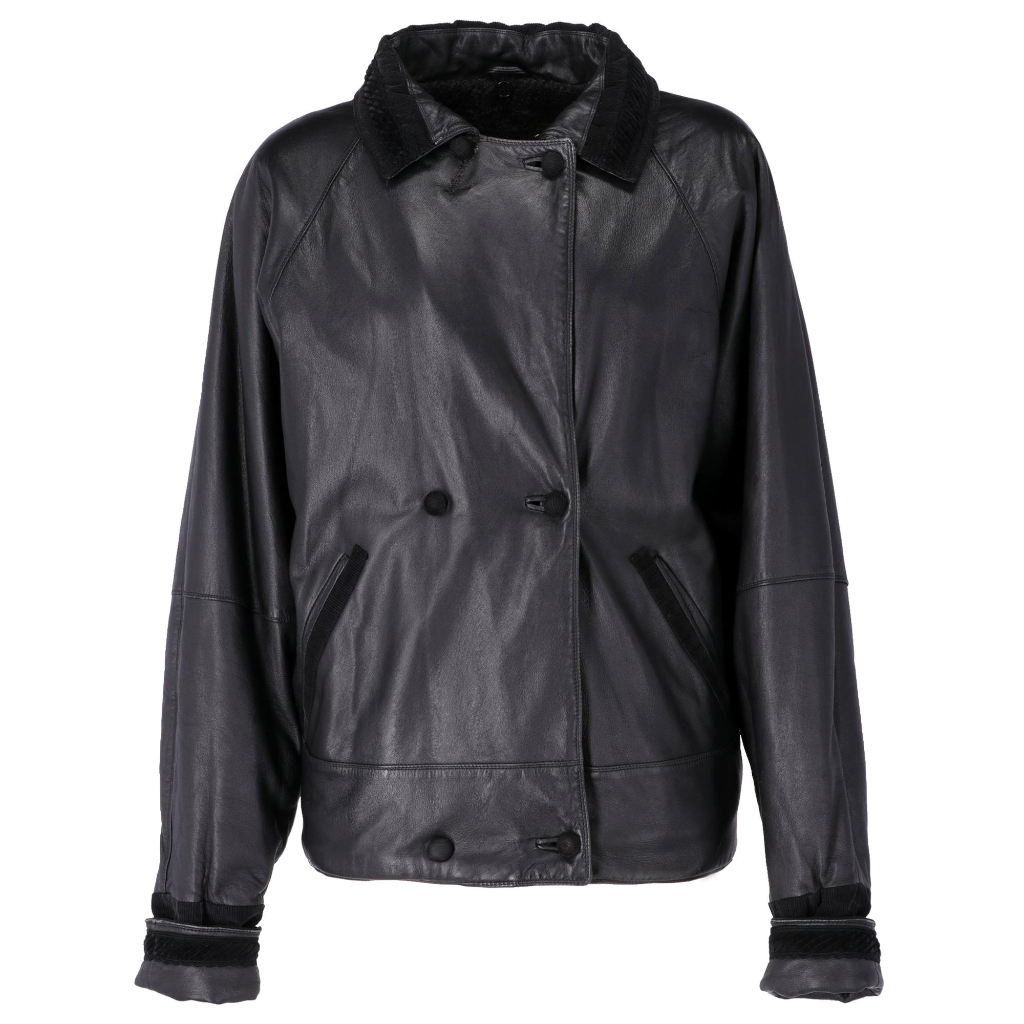 1980s Gianni Versace Black Leather Jacket