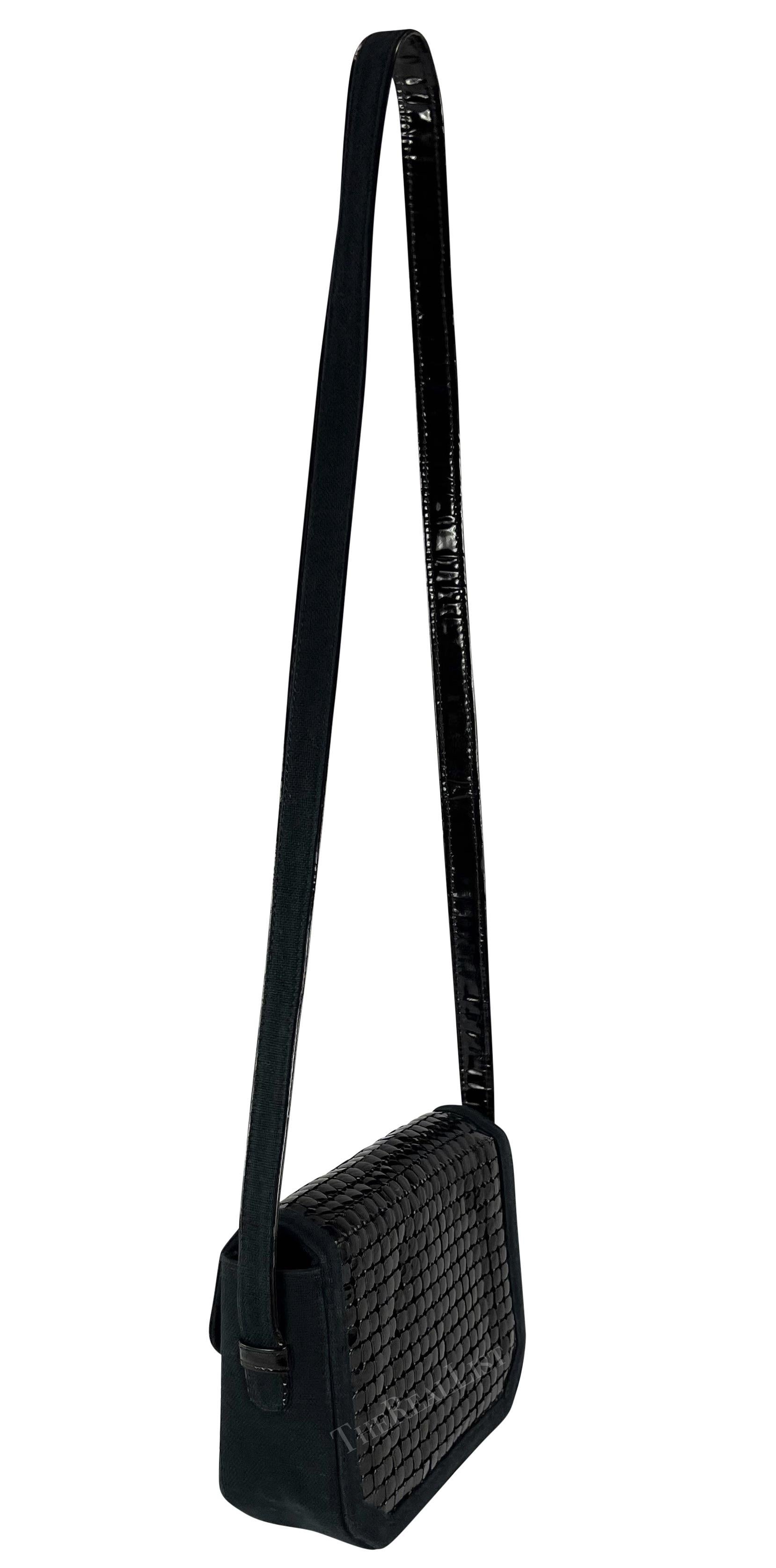 Women's 1980s Gianni Versace Black Oroton Canvas Crossbody Bag For Sale