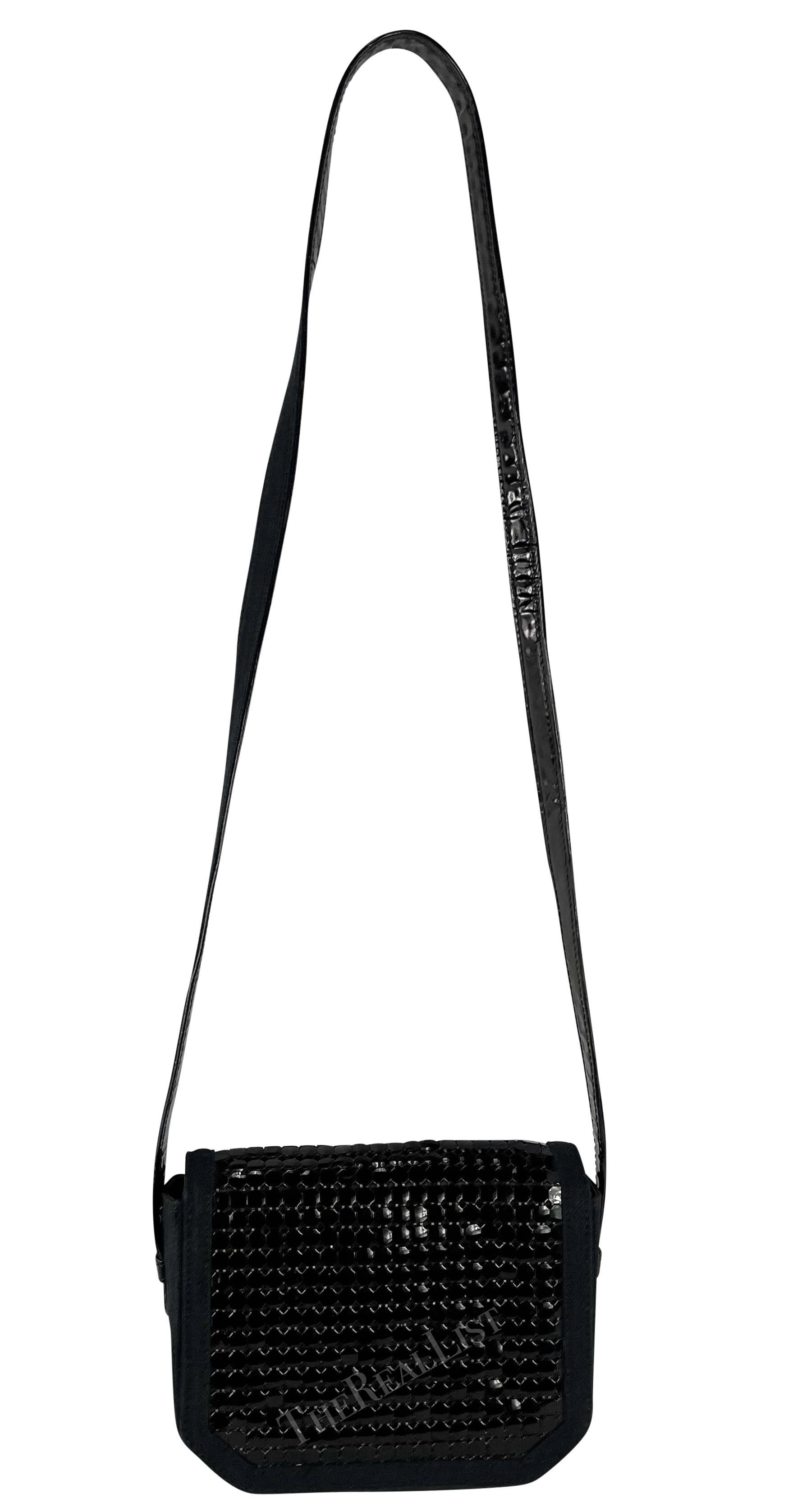 1980s Gianni Versace Black Oroton Canvas Crossbody Bag For Sale 1