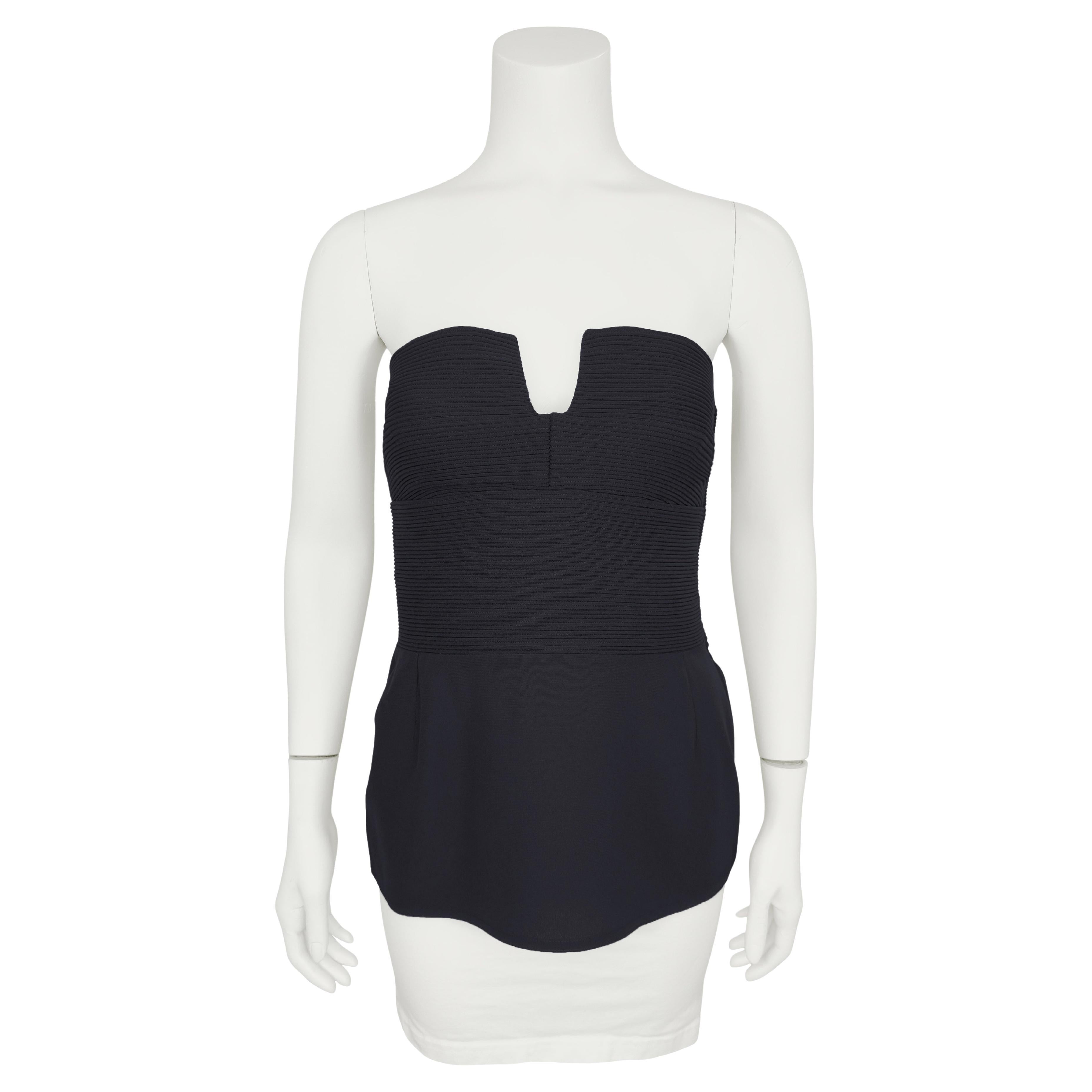 Bustier de canalé negro Gianni Versace, años 80 en venta