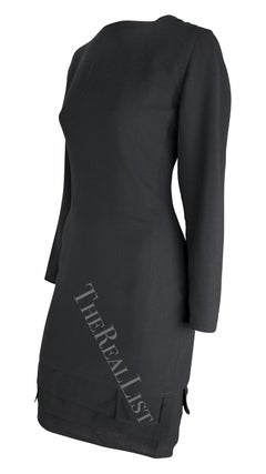 1980s Gianni Versace Black Tiered Hem Long Sleeve Dress