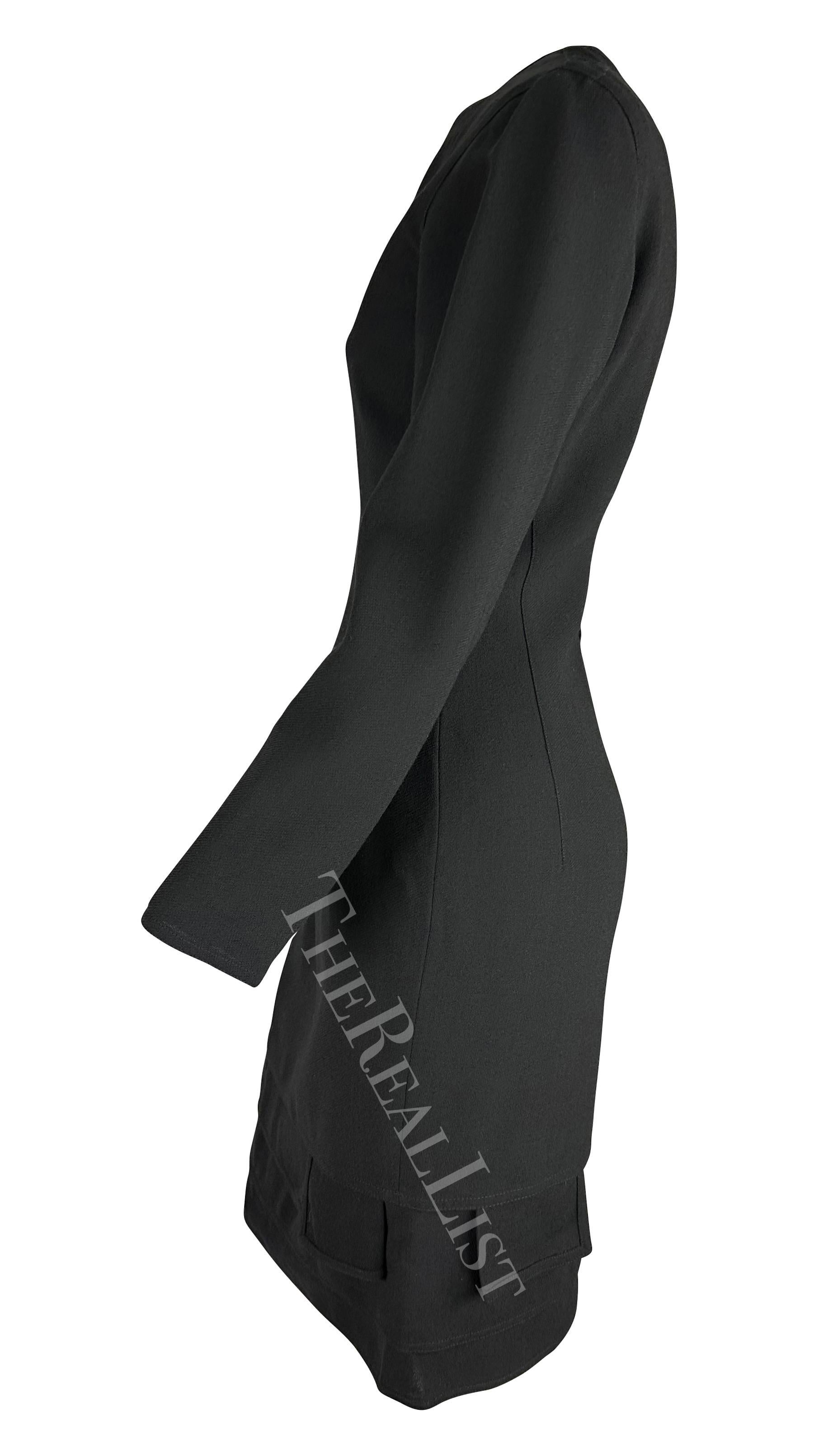 Women's 1980s Gianni Versace Black Tiered Hem Long Sleeve Dress For Sale