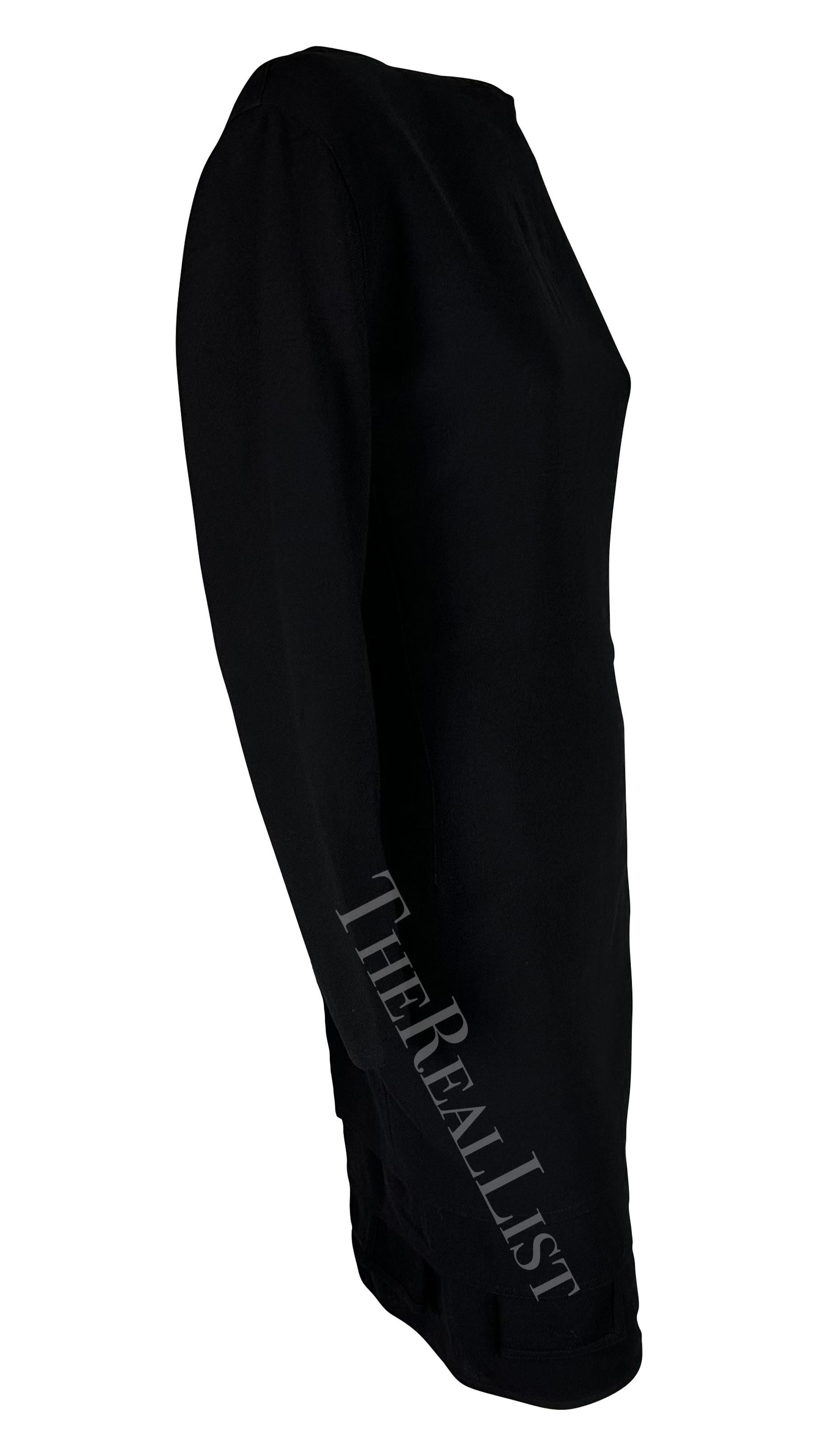 1980s Gianni Versace Black Tiered Hem Long Sleeve Dress For Sale 2