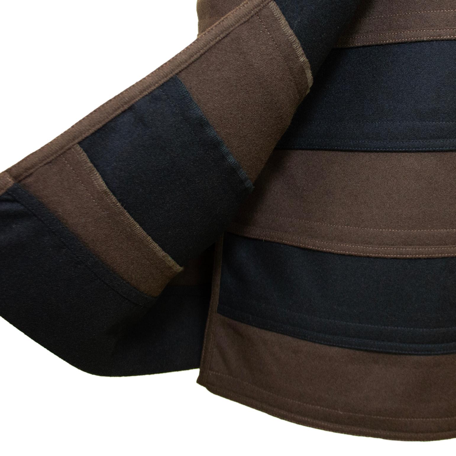 Women's 1980s Gianni Versace Brown and Black Stripe Wrap Skirt For Sale