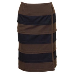 1980s Gianni Versace Brown and Black Stripe Wrap Skirt