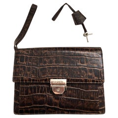 1980s Gianni Versace Brown Envelope Clutch Bag