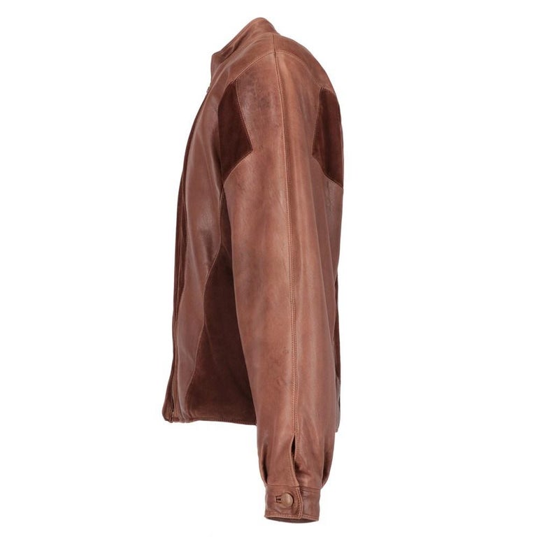 1980s Gianni Versace brown leather and suede lined jacket at 1stDibs