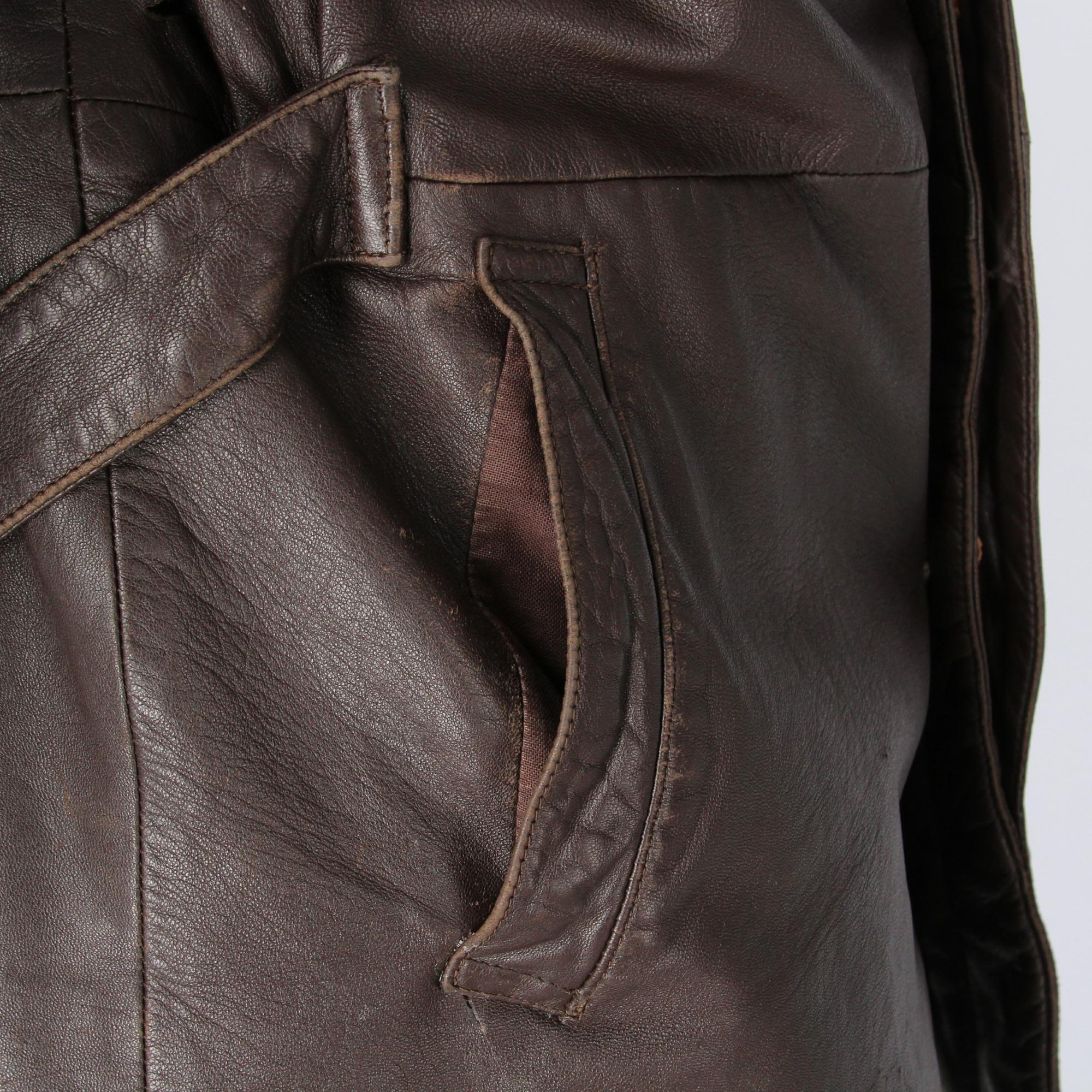 1980s Gianni Versace Brown Leather Jacket For Sale 3