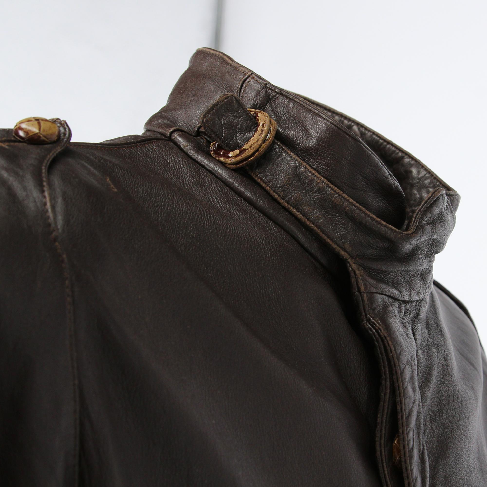 Men's 1980s Gianni Versace Brown Leather Jacket For Sale