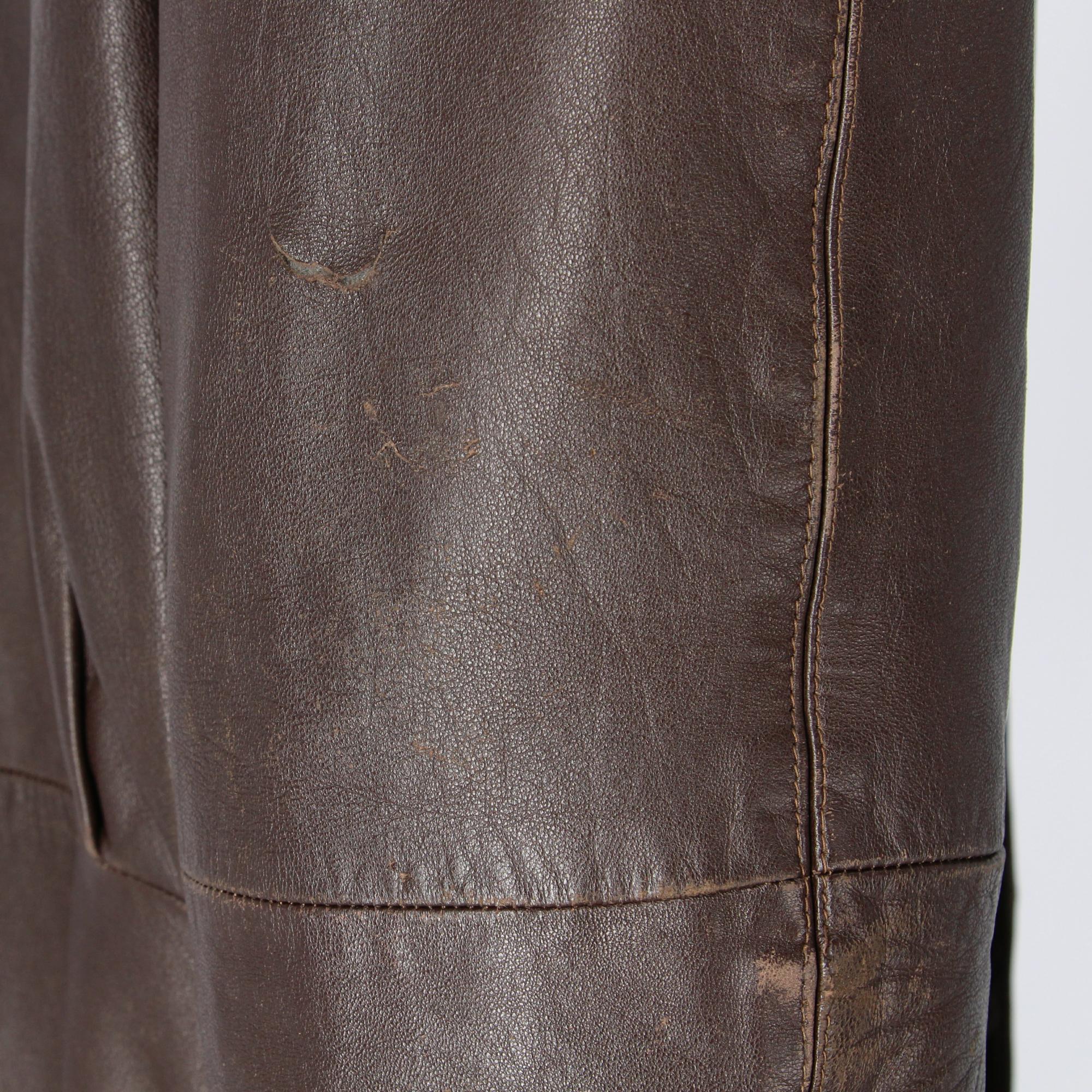 1980s Gianni Versace Brown Leather Jacket For Sale 1