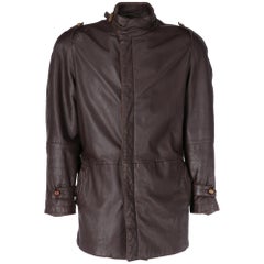 Vintage 1980s Gianni Versace Brown Leather Jacket