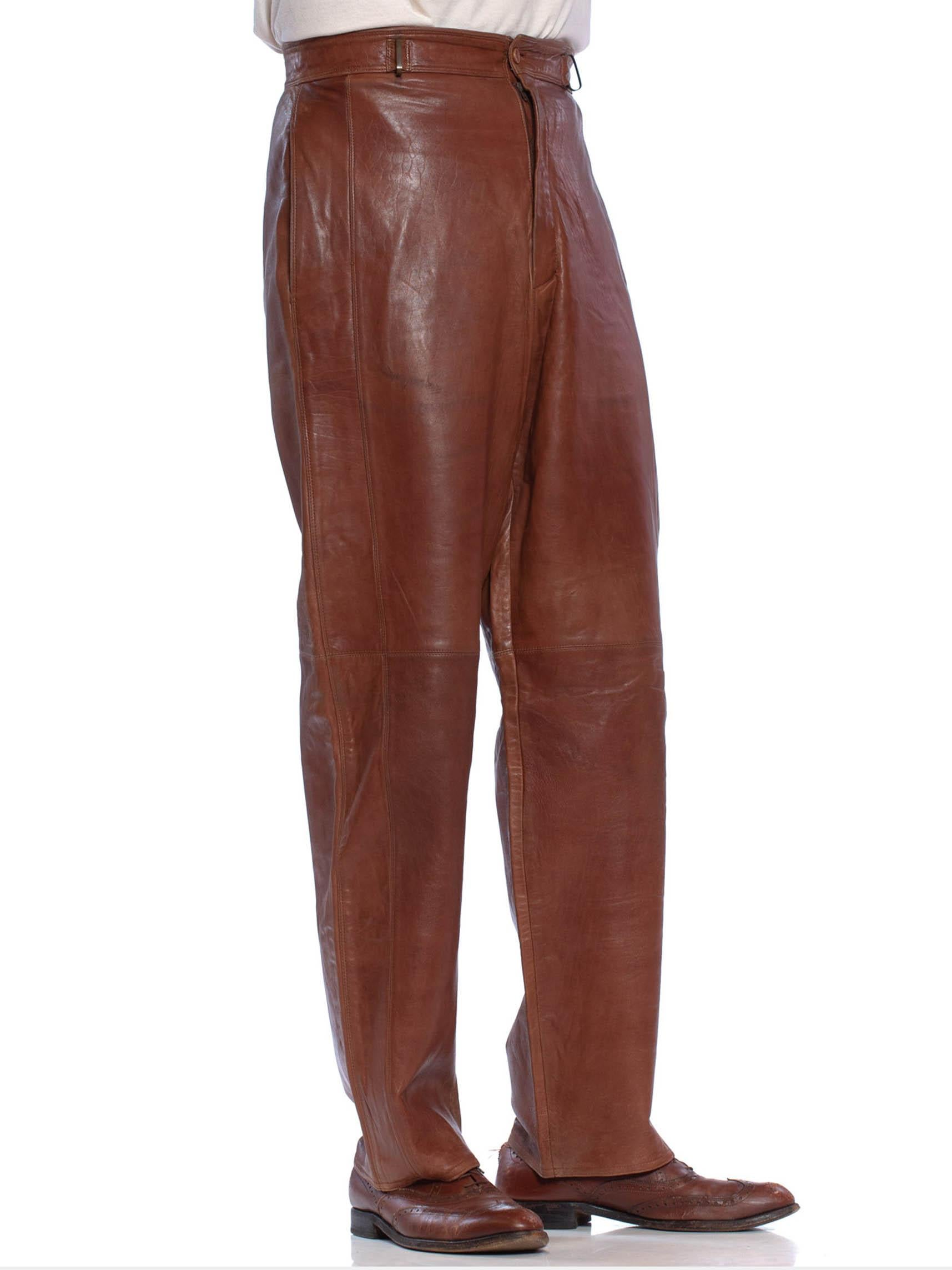 how to dress brown leather pants