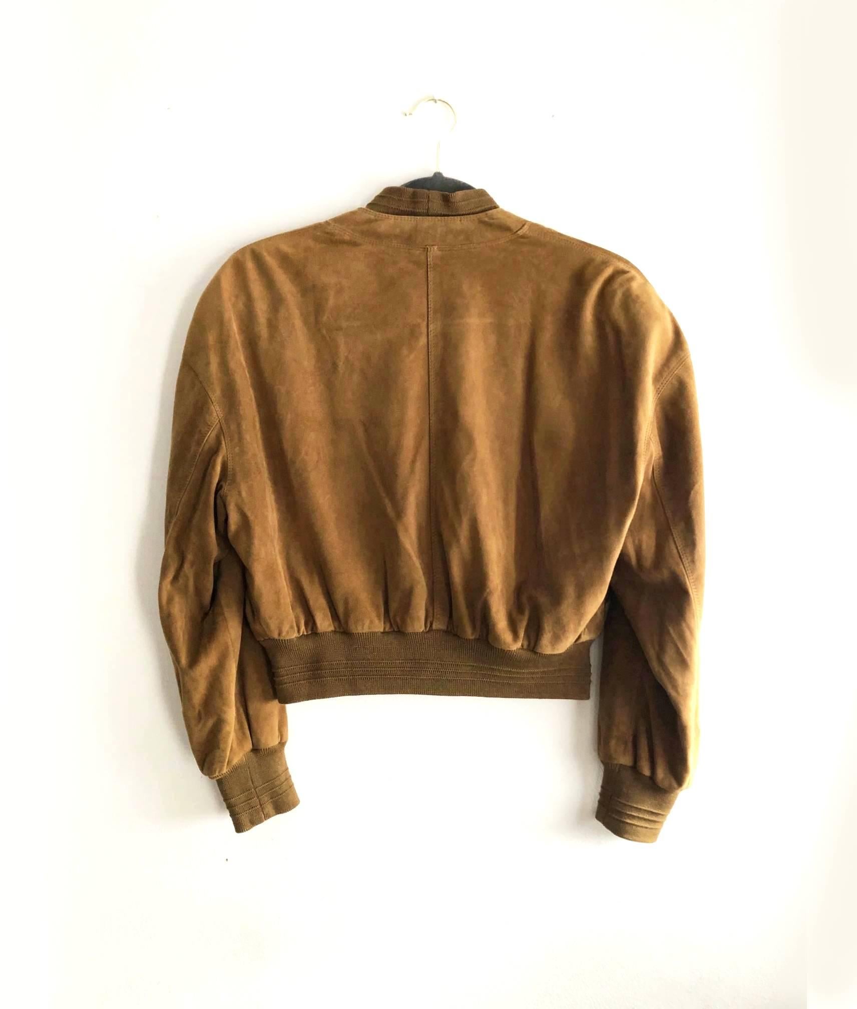 1980s Gianni Versace Brown Suede Cropped Jacket Blazer  In Good Condition In London, GB