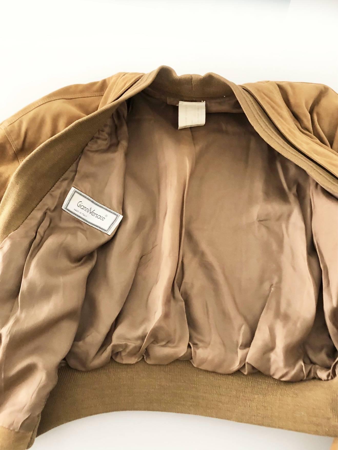 Women's or Men's 1980s Gianni Versace Brown Suede Cropped Jacket Blazer 