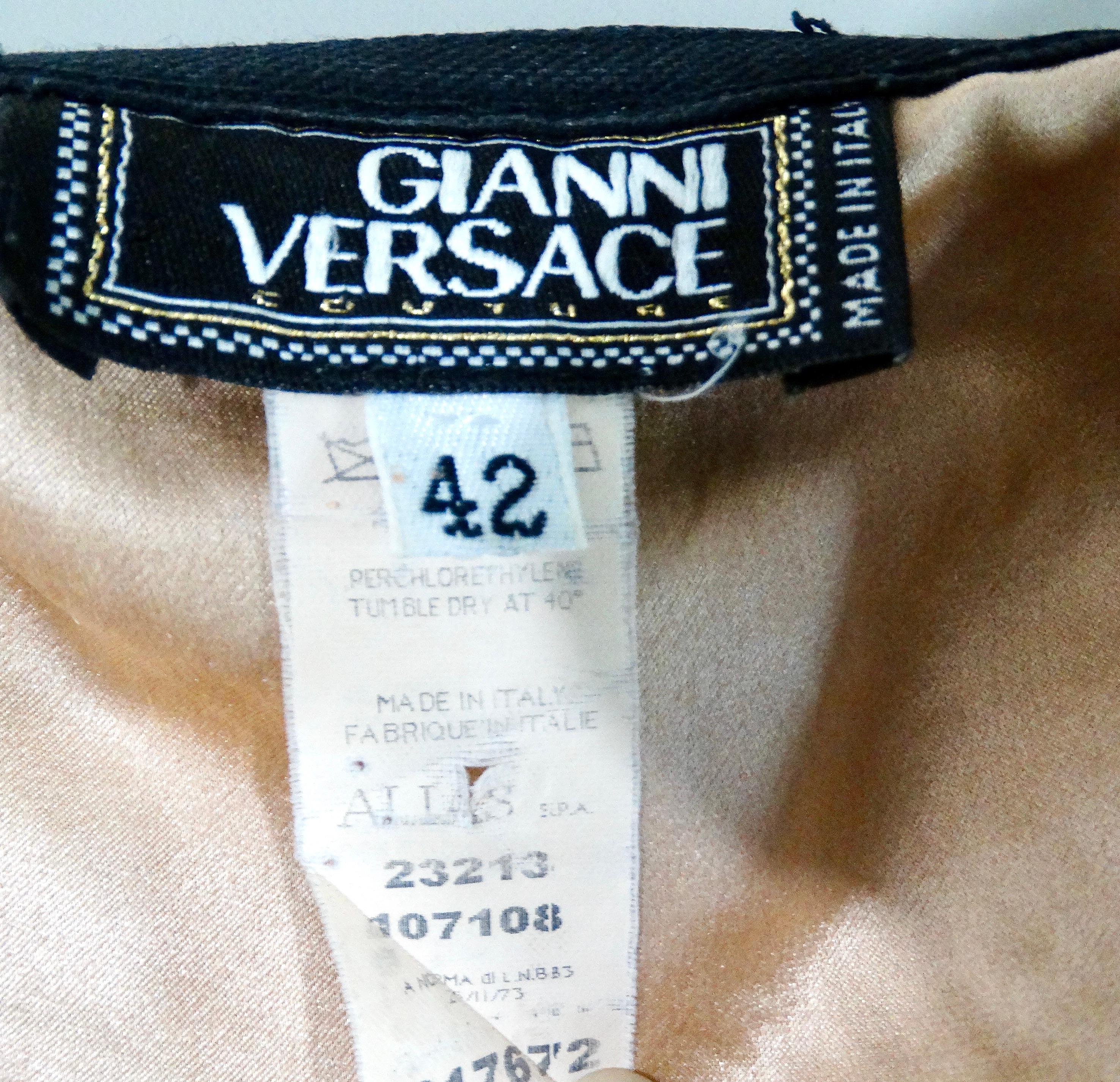 Ensemble blazer et jupe à œillets noirs et roses Gianni Versace Couture des années 1980 en vente 4