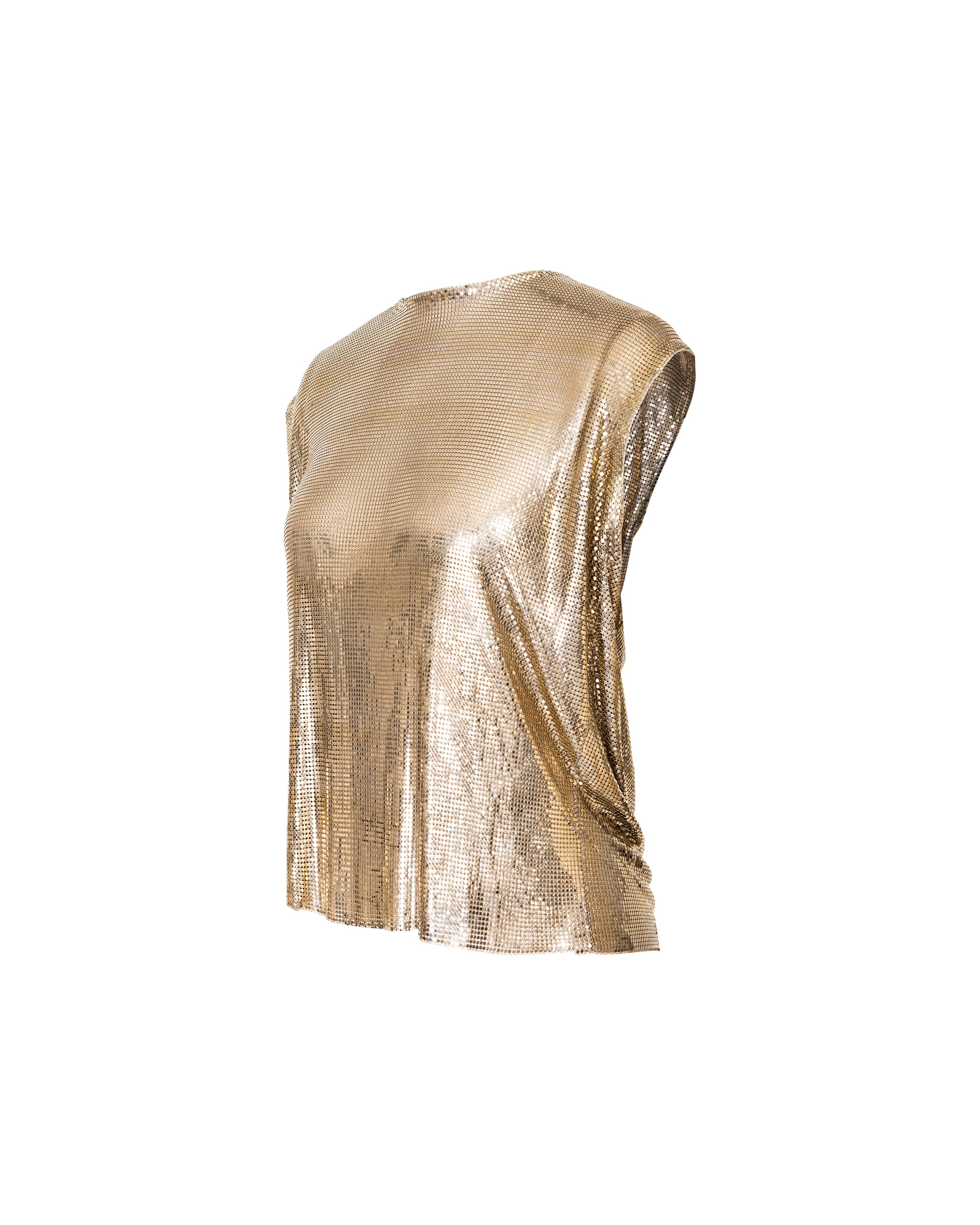 Gianni Versace, anni '80, Top con manica a cappuccio in Oroton e cotta di maglia In condizioni ottime a North Hollywood, CA