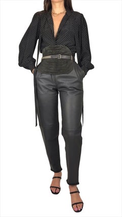 1980's Gianni Versace Leather Pants Big Belt XS/S