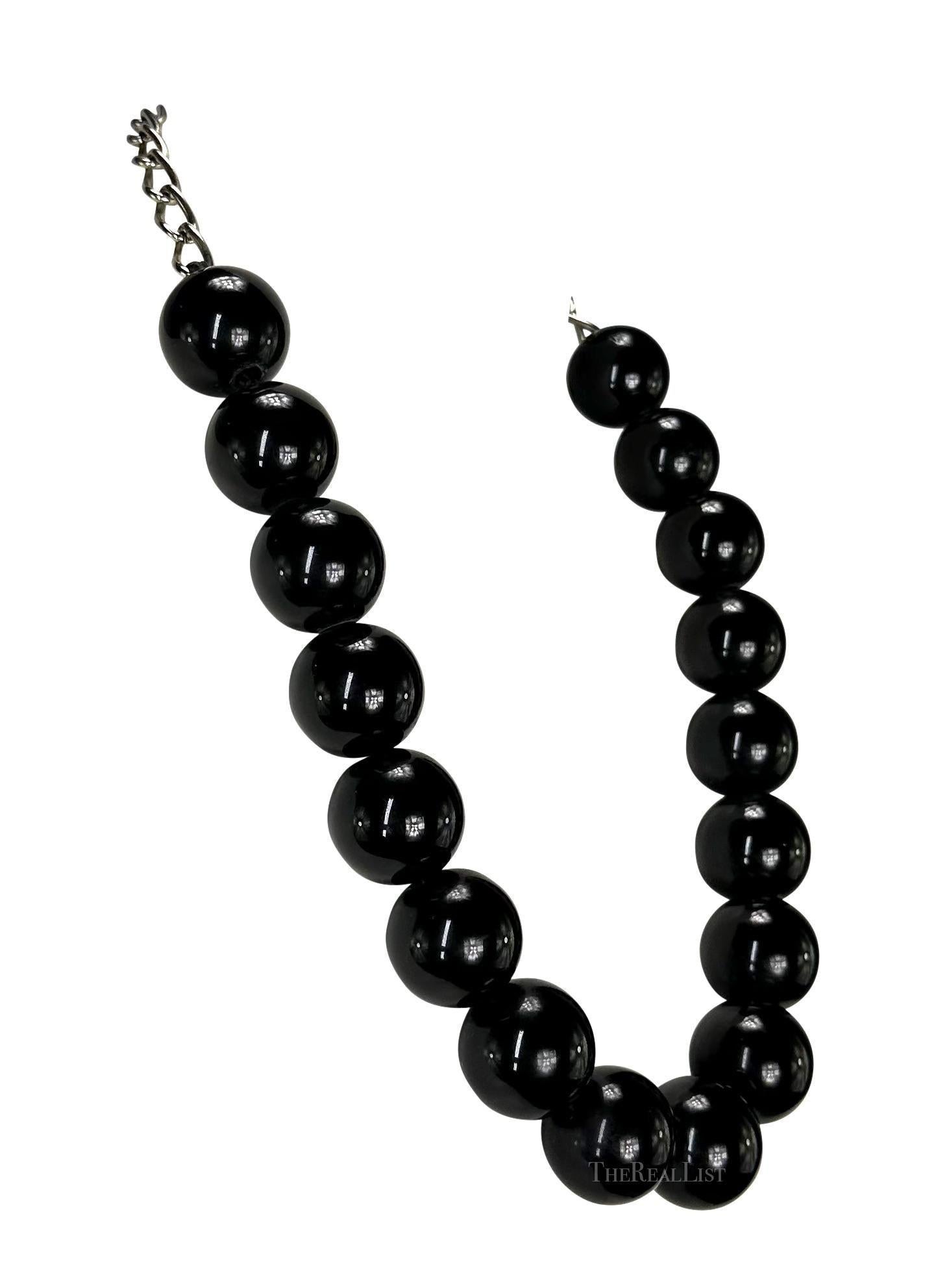 Gianni Versace, anni '80, Collana a catena con perline nere laccate oversize in vendita 2